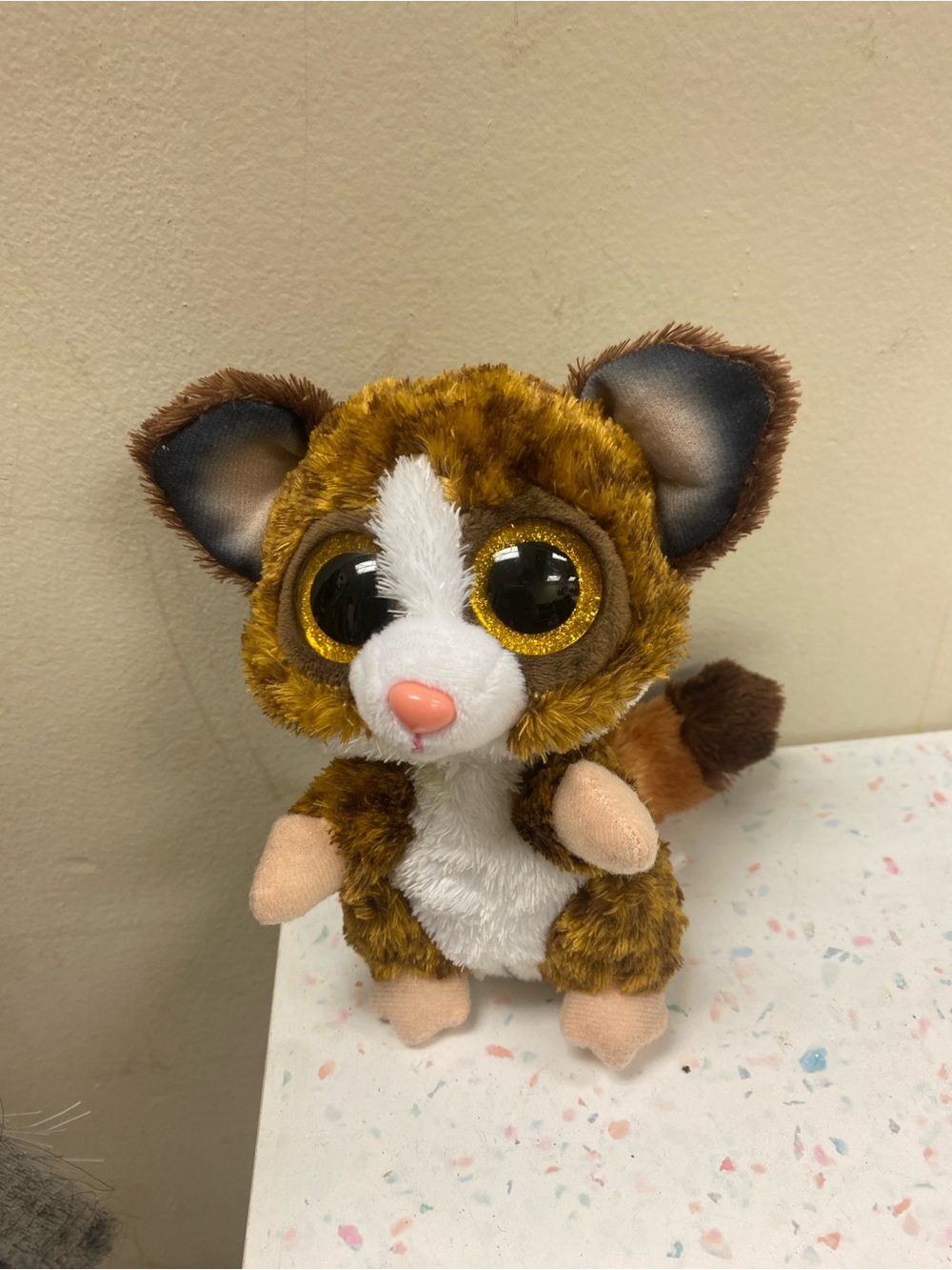 Ty Glitter-Eyed Brown and White Plush Small Pet